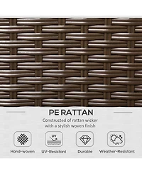Outsunny Wicker Loveseat, Patio Furniture Couch, Padded Outdoor Sofa,