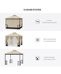 Outsunny 13' x 11' Patio Gazebo, Fancy Steel, 2 Tier Roof