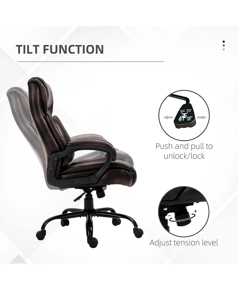 Vinsetto Big and Tall Executive Office Chair w/ Pu Leather Fabric, Wheel,