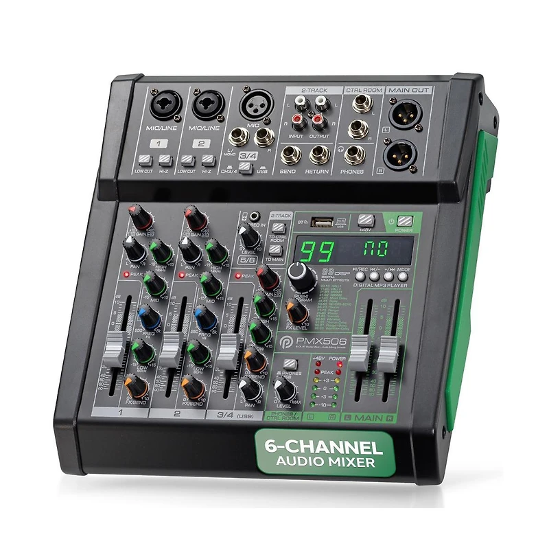Pyle 6-Ch. Audio Sound Mixer - Bluetooth Studio Mixer - Dj Controller Audio Mixing Console (Black)
