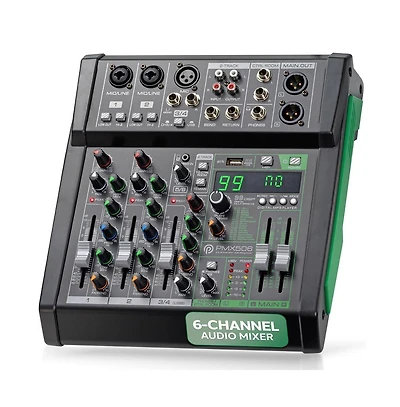 Pyle 6-Ch. Audio Sound Mixer - Bluetooth Studio Mixer - Dj Controller Audio Mixing Console (Black)
