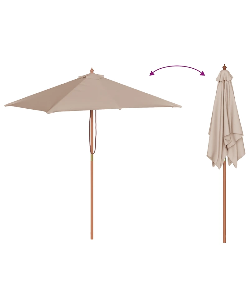 Outdoor Parasol with Wooden Pole 59.1"x78.7" Taupe