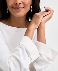 Jm Collection Women's Split-Hem Boat-Neck Sweater, Macy's Exclusive