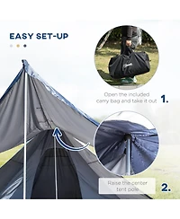Outsunny Camping Tent with Porch, Teepee Tent Near-Inst Tent,