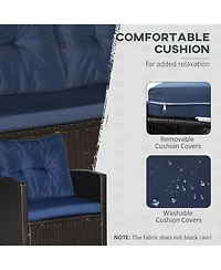 Outsunny 4 Pc Outdoor Patio Furniture Sofa Set with Table,