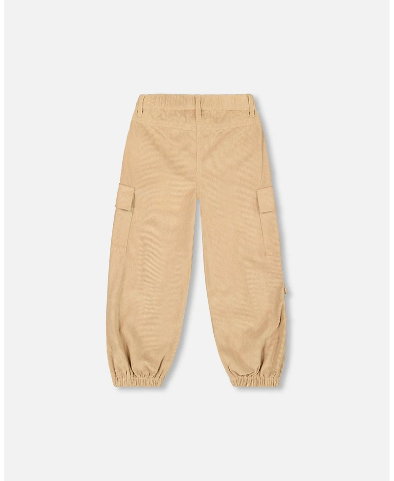 Deux par Big Girls Parachute Corduroy Pants with Cargo Pockets Light Pecan Brown