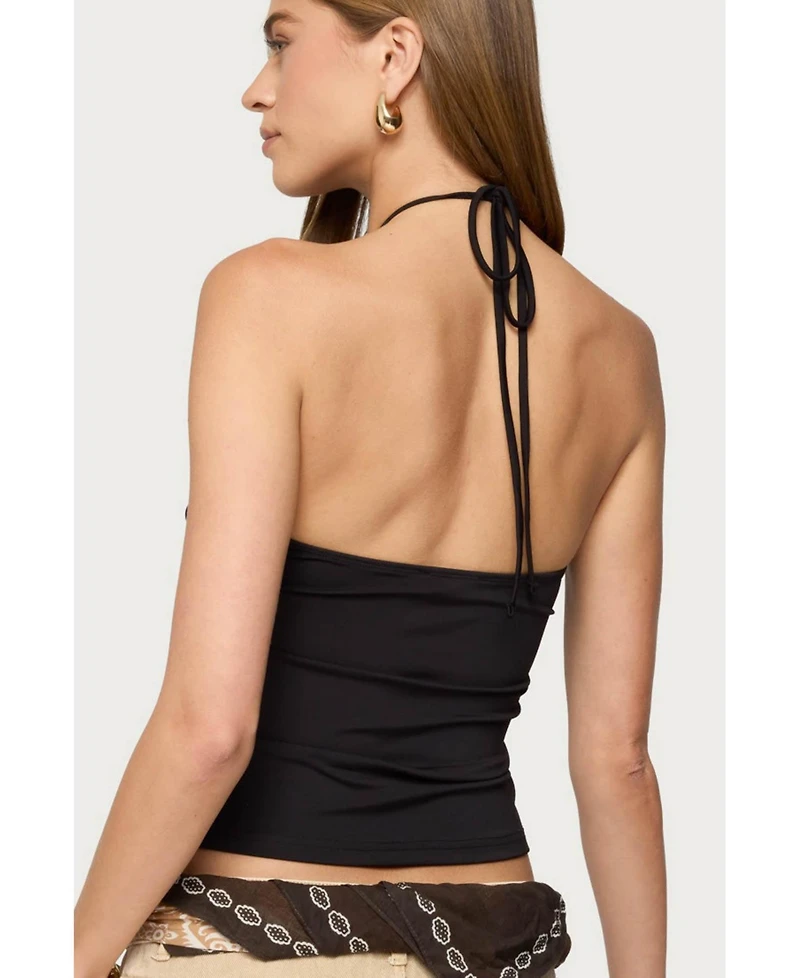 Edikted Women's Carmel Bead Ruched Halter Top