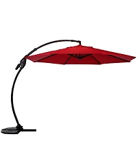 Mondawe 11ft Cantilever Umbrella w/ 360° Rotation & 90° Tilt, Powder-Coated Aluminum Frame Umbrella