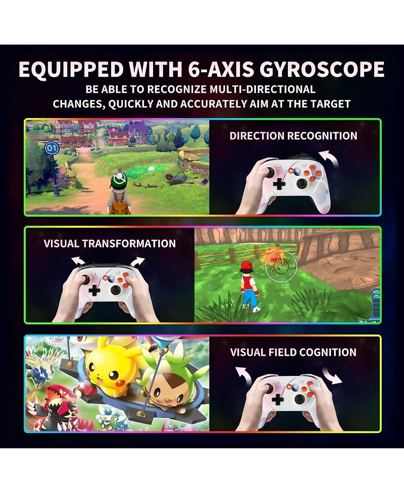 Nbcp Wireless Switch 2 Pro Controller with Back Buttons, Rgb 7-Color Light, 6-Axis Gyro, Turbo, One-Touch Start, Compatible with Switch, Android, iOS,