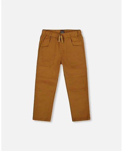 Deux par Boy Twill Jogger Pants with Patch Pockets Brown