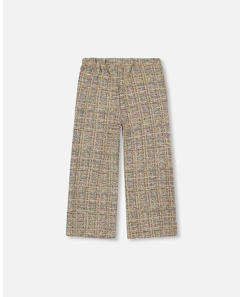 Deux par Big Girls Tweed Flare Pants Beige and Black