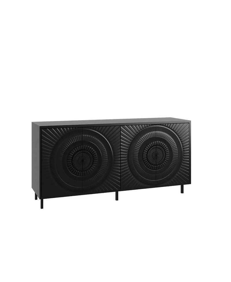Streamdale Furniture Black Wood Sideboard Buffet Storage Cabinet