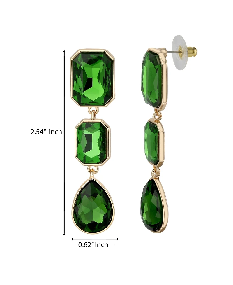 Jessica Simpson Green Crystal Drop Earrings