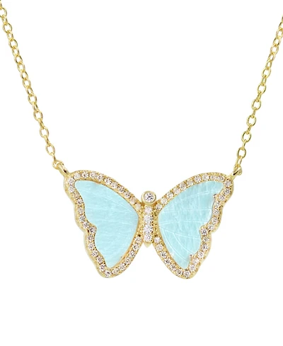 Kamaria Butterfly Necklace with Amazonite 14k Gold Plated Sterling Silver