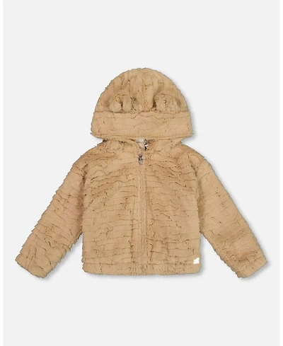 Deux par Girl Faux Fur Hooded Jacket Nougat