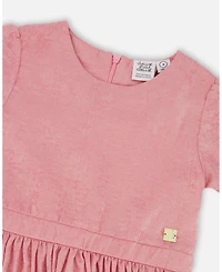 Deux par Big Girls Short Sleeve Dress with Pleated Skirt Dusty Pink