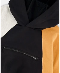 Deux par Big Boys Pullover Hooded Fleece Sweatshirt with Zip Pocket Black
