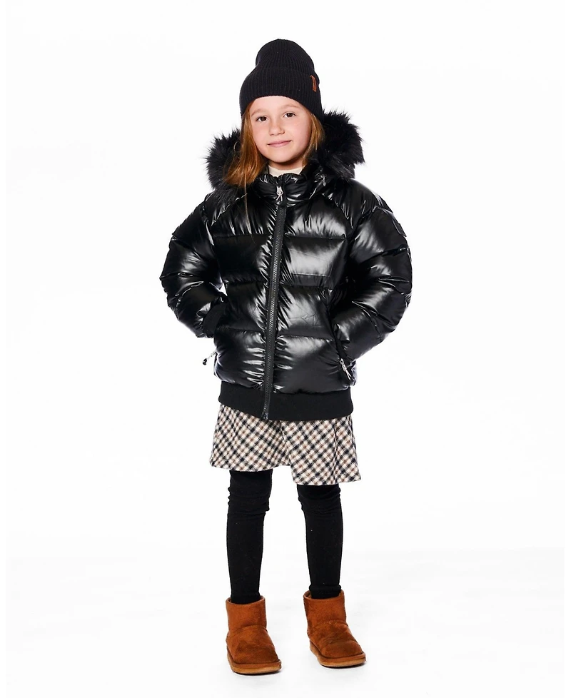 Deux par Boy Black Quilted Bomber-Style Winter Coat