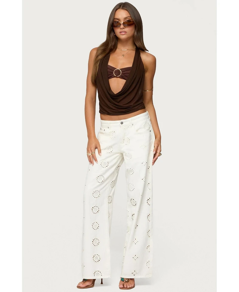Edikted Women's Issey Layered Bra Cowl Neck Top