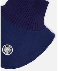 Deux par Kids Unisex Polar Fleece and Knit Neckwarmer Navy Blue - Toddler|Child