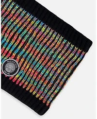 Deux par Girl Lined Knit Neckwarmer Black and Multicolor - Toddler|Child