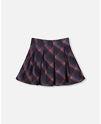Deux par Girl Pleated Milano Skirt Red and Navy Plaid - Child
