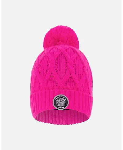 Deux par Girl Lined Knit Pompom Hat Fuchsia - Toddler|Child