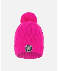 Deux par Girl Lined Knit Pompom Hat Fuchsia - Toddler|Child