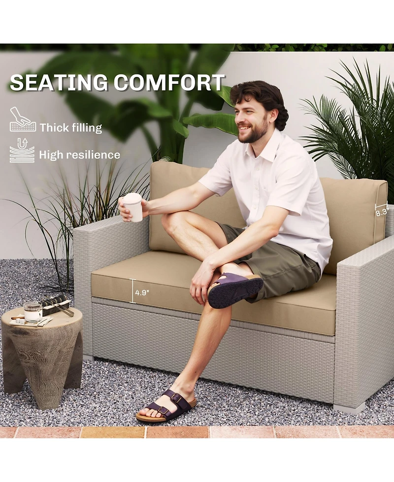 Outsunny 5 Patio Furniture Cushions Outdoor Loveseat