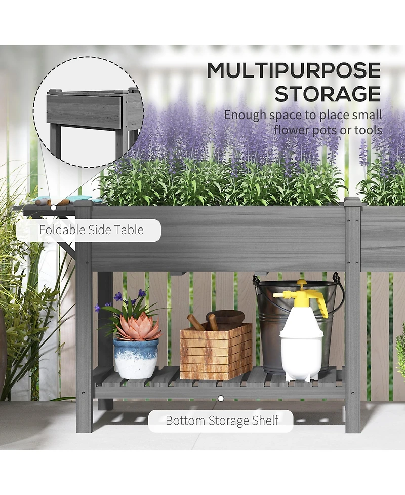 Outsunny Raised Garden Bed, Wood Raised Planter with Liners,