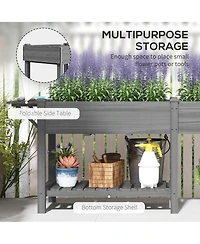 Outsunny Raised Garden Bed, Wood Raised Planter with Liners,