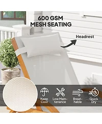 Outsunny Larch Wood Lounge Chair, 4-Level Adjustable ning