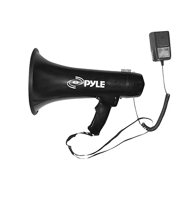 Pyle Megaphone Bullhorn with Aux Input for MP3/Music, Automatic Siren, 40 Watt