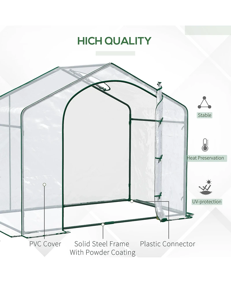 Outsunny Portable Walk-in house, Pvc Cover, Door, Top Vent,