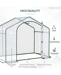 Outsunny Portable Walk-in house, Pvc Cover, Door, Top Vent,