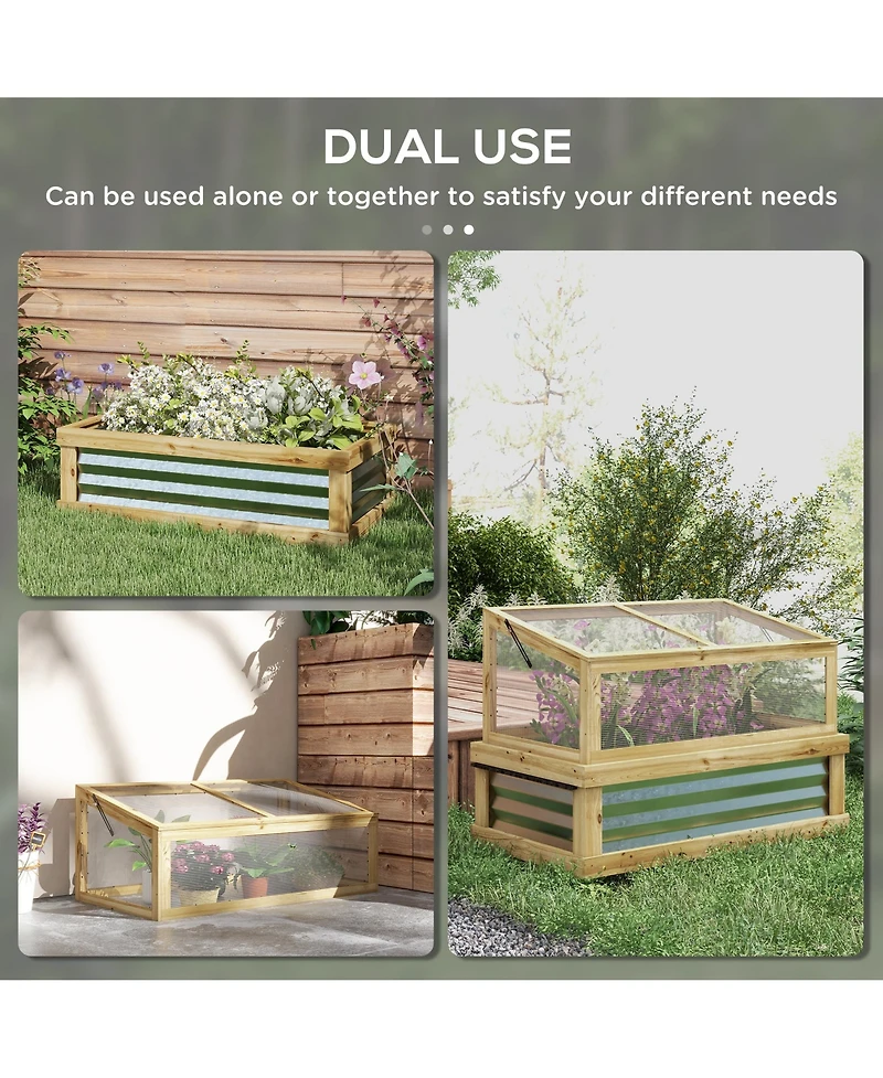 Outsunny Raised Garden Bed with Wooden Cold Frame