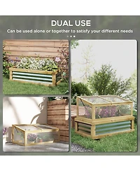 Outsunny Raised Garden Bed with Wooden Cold Frame