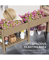 Outsunny Raised Garden Bed, Wood Planter with Liners,