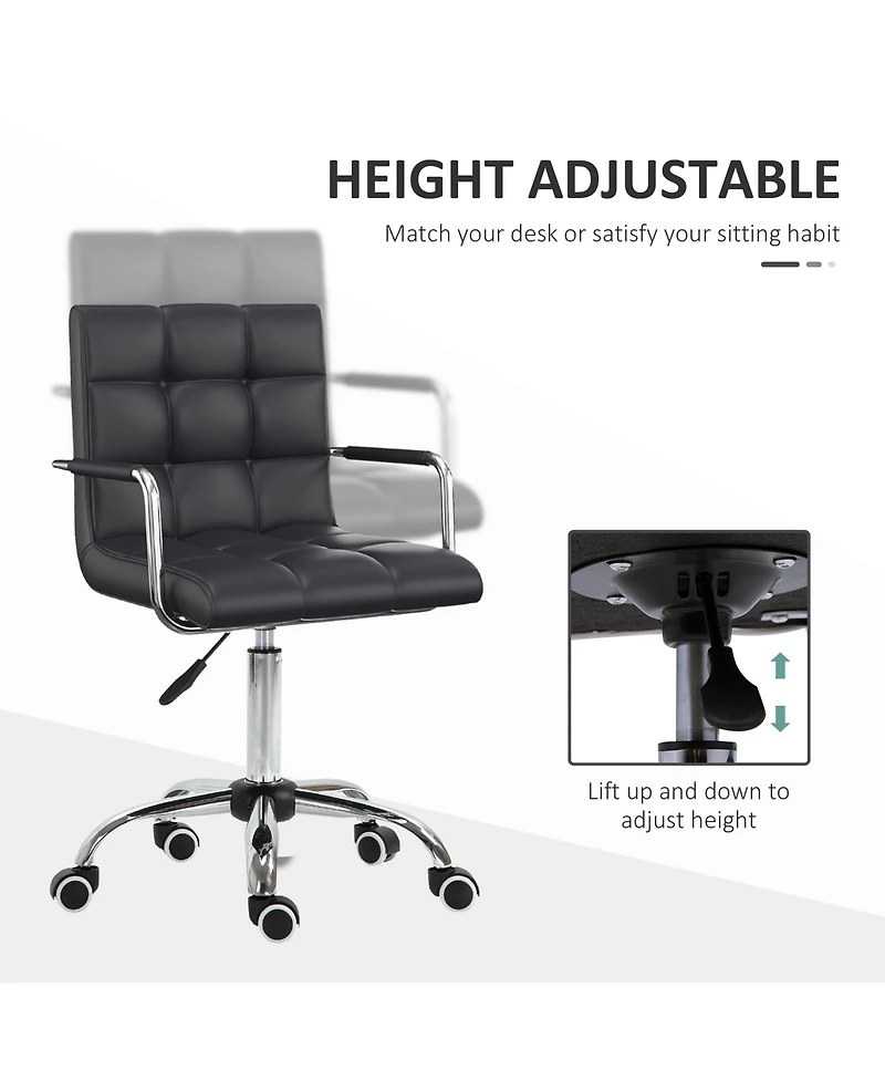 Homcom Executive Pu Leather Office Mid-back Ergonomic Swivel Computer Desk