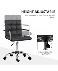 Homcom Executive Pu Leather Office Mid-back Ergonomic Swivel Computer Desk
