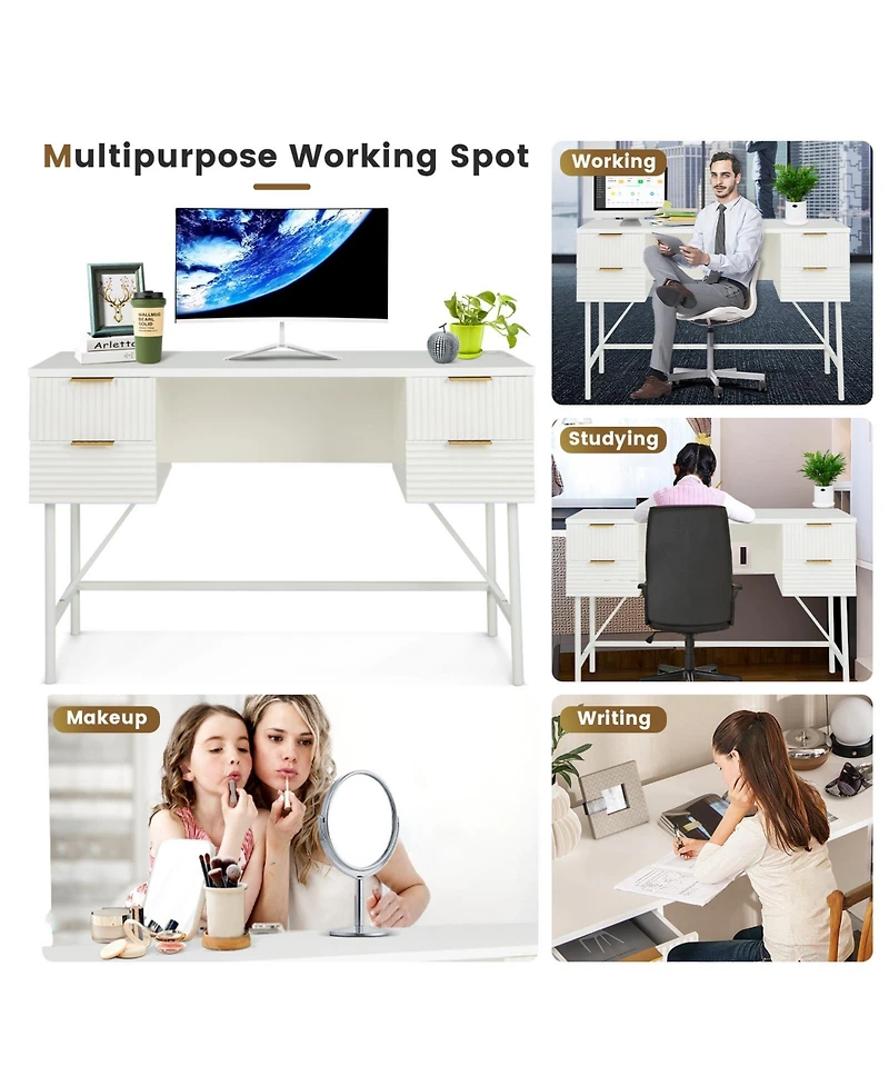 Mecale 48 Inch Home Office Computer Desk with 4 Drawers