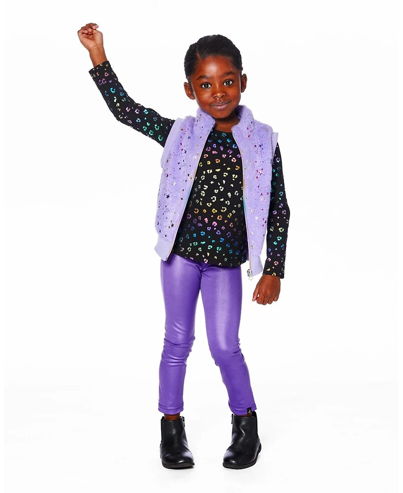 Deux par Girl Shiny Stretch Leggings Purple