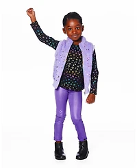 Deux par Girl Shiny Stretch Leggings Purple