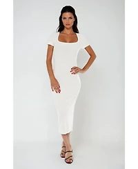 Bebe Women's Square Neck Maxi T-Shirt Dress