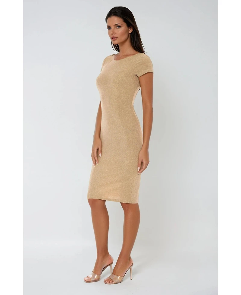 Bebe Women's Milan Metallic T-Shirt Midi Dress