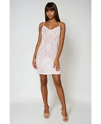 Bebe Women's Spaghetti Strap Glitter Slinky Dress