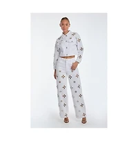 The Noli Shop Women's Kaia Pearl Jean Jacket - White