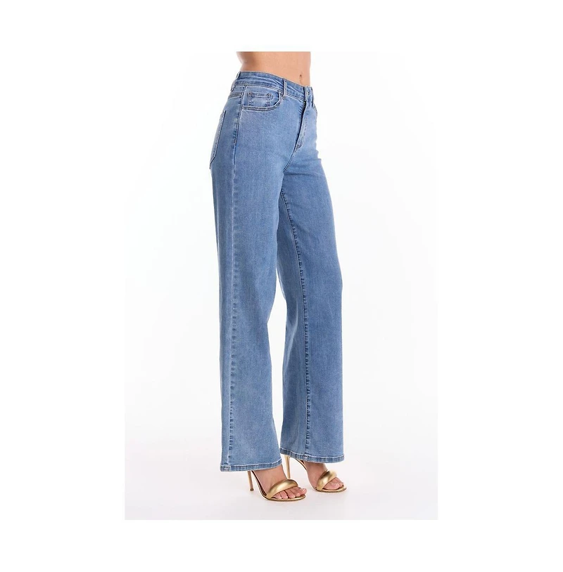 The Noli Shop Womens Dahlia High Rise Relaxed Jean - Medium Blue