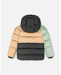 Deux par Boy Colorblocked Puffy Winter Coat Black - Child