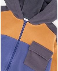 Deux par Big Boys Full Zip Fleece Color Block Sweatshirt